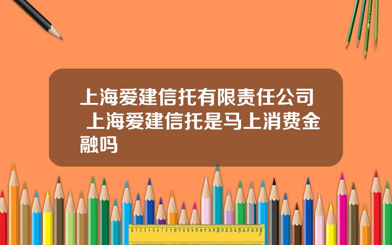 上海爱建信托有限责任公司 上海爱建信托是马上消费金融吗